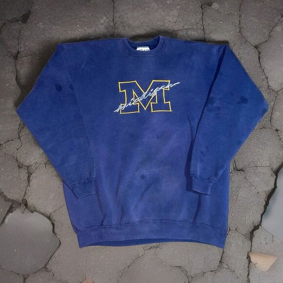Vintage 90s Team Edition Michigan Wolverines Embroidered Crewneck Mens Size XL - Picture 1 of 14